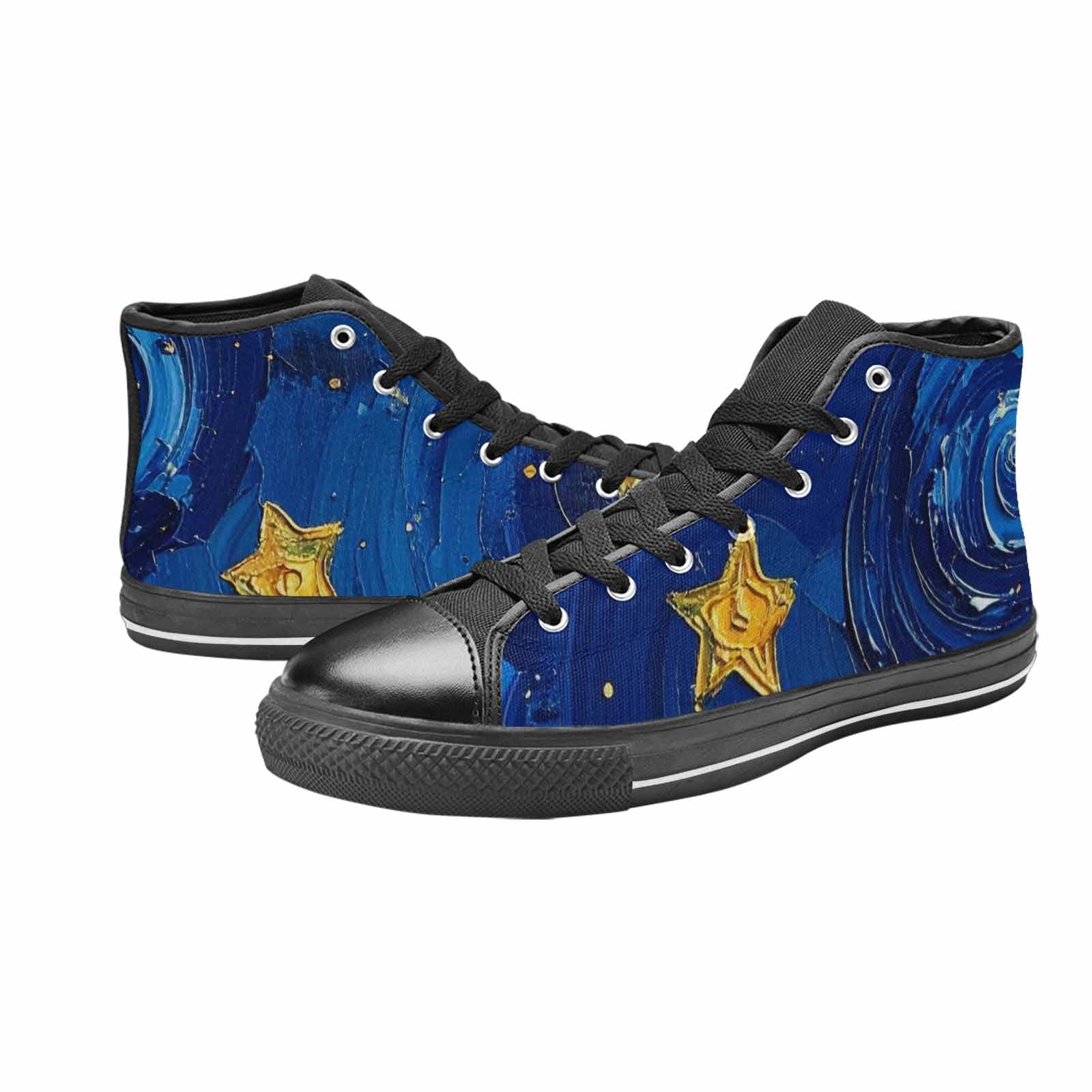 WOMEN'S Starry Night Galaxy High Top Canvas Neon Fantasy Sneakers