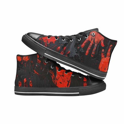 WOMEN'S Halloween Splatter Handprint High Top Canvas Vivid Custom Sneakers