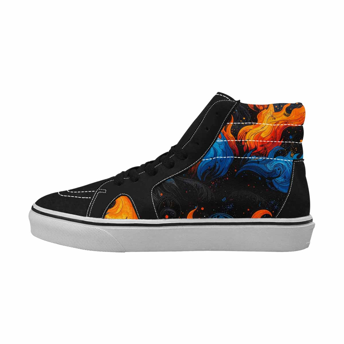 MEN'S Flame Burst High Top Canvas Wallpaper Art Sneakers