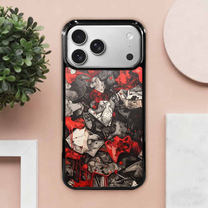 iPhone 17 Pro Max Case — Black &amp; Red Ink Camo, Unique Phone Case Design