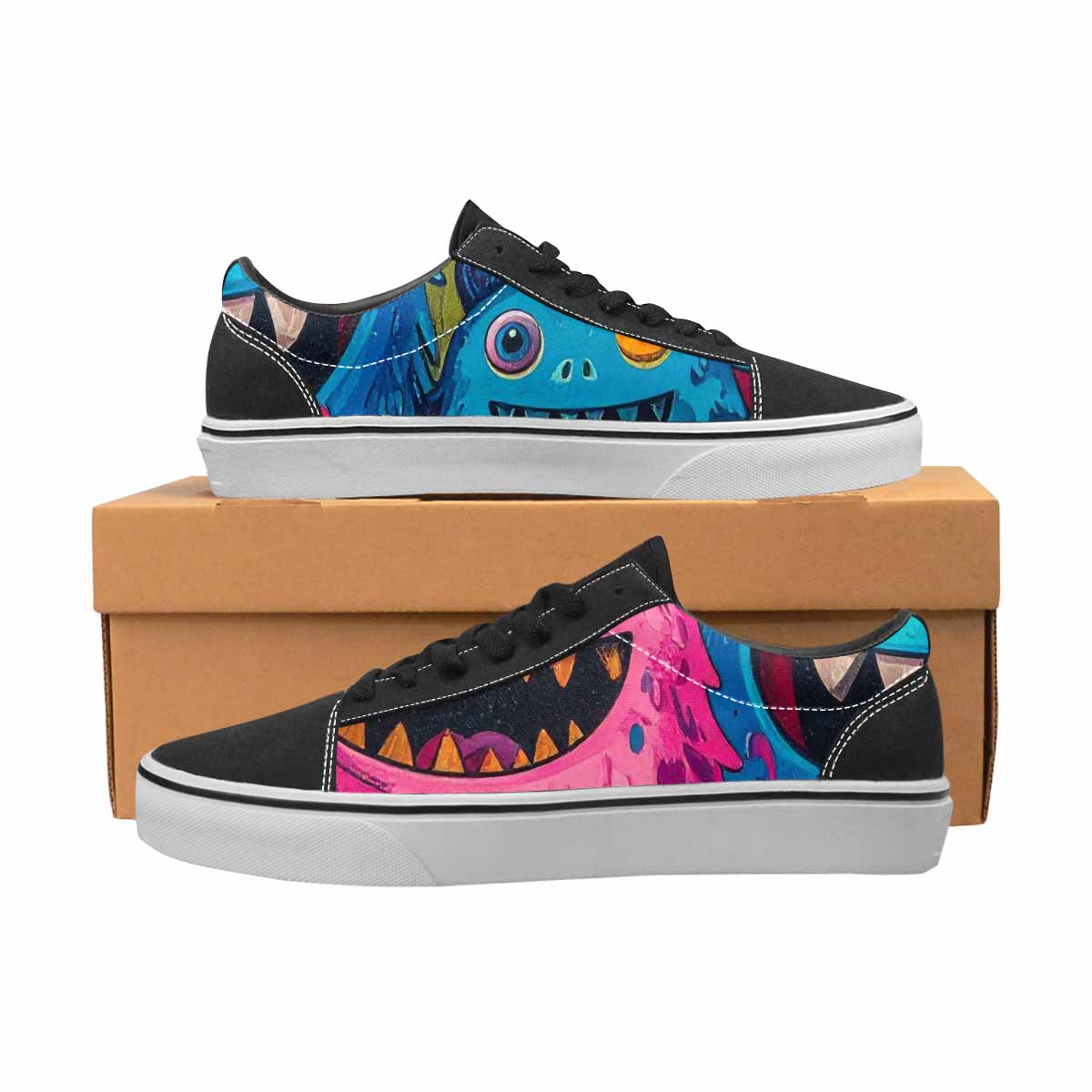 WOMEN'S Goofy Cartoon Monster Canvas Lace-Up Surreal Sneakers