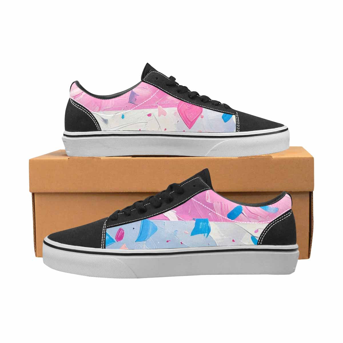 WOMEN'S Transgender Pride Flag Lace-Up Canvas Surreal Custom Shoes