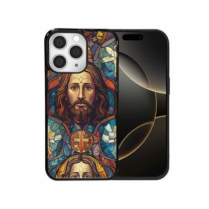 iPhone 15 Pro Max Case — Jesus Face Small Cross And Faith, Custom Print Case Cover