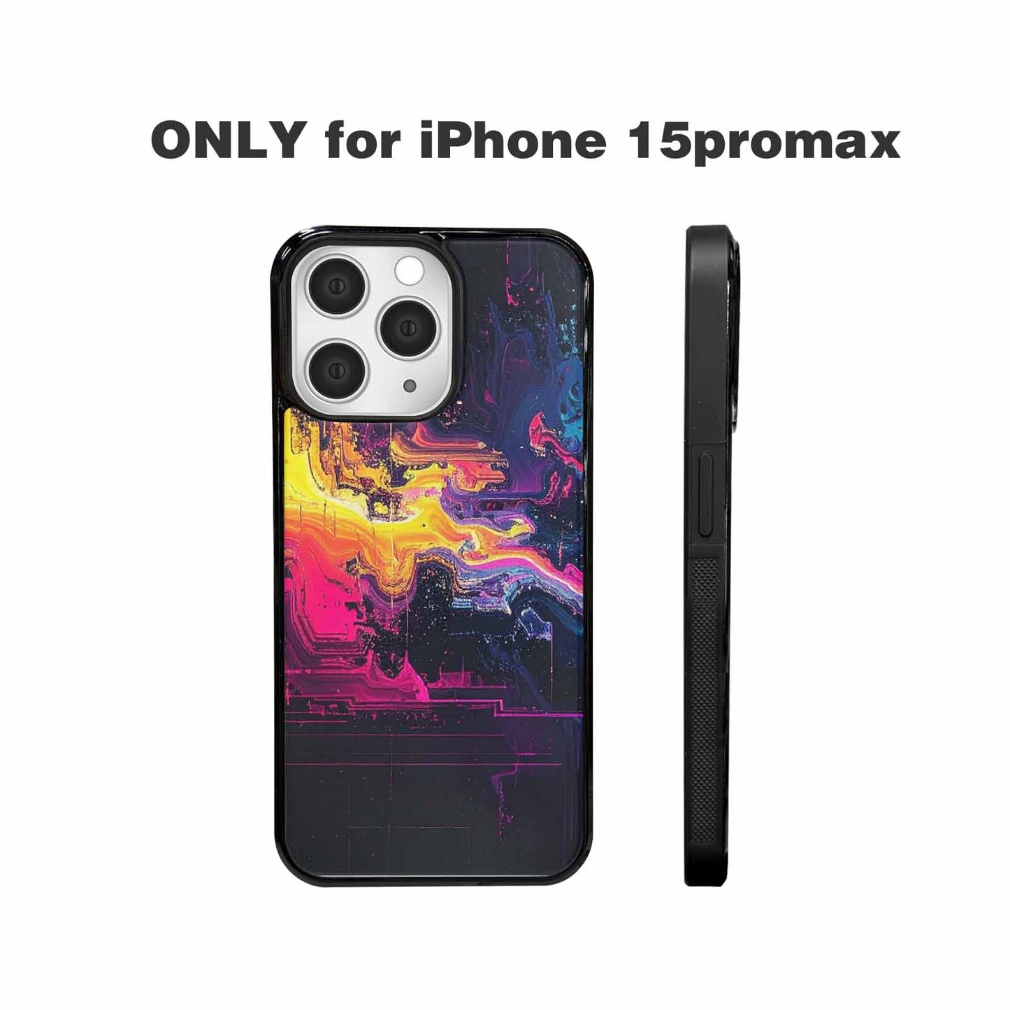 iPhone 15 Pro Max Case — Glitch Dark Art Seamless Pattern Vibrant, Custom Designed Case Cover