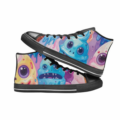 WOMEN'S Melting Icecream Cone Monster High Top Canvas Vibrant Chaos Shoes