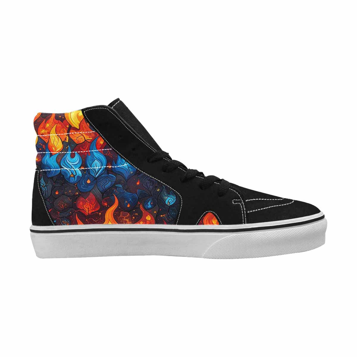 MEN'S Fire Flame High Top Canvas Cottagecore Custom Shoes