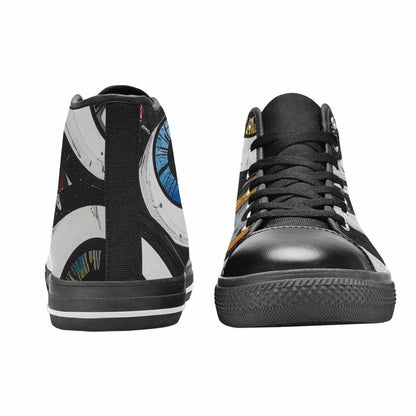 WOMEN'S Googly Cartoon Eyeballs High Top Canvas Wallpaper Art Custom Shoes