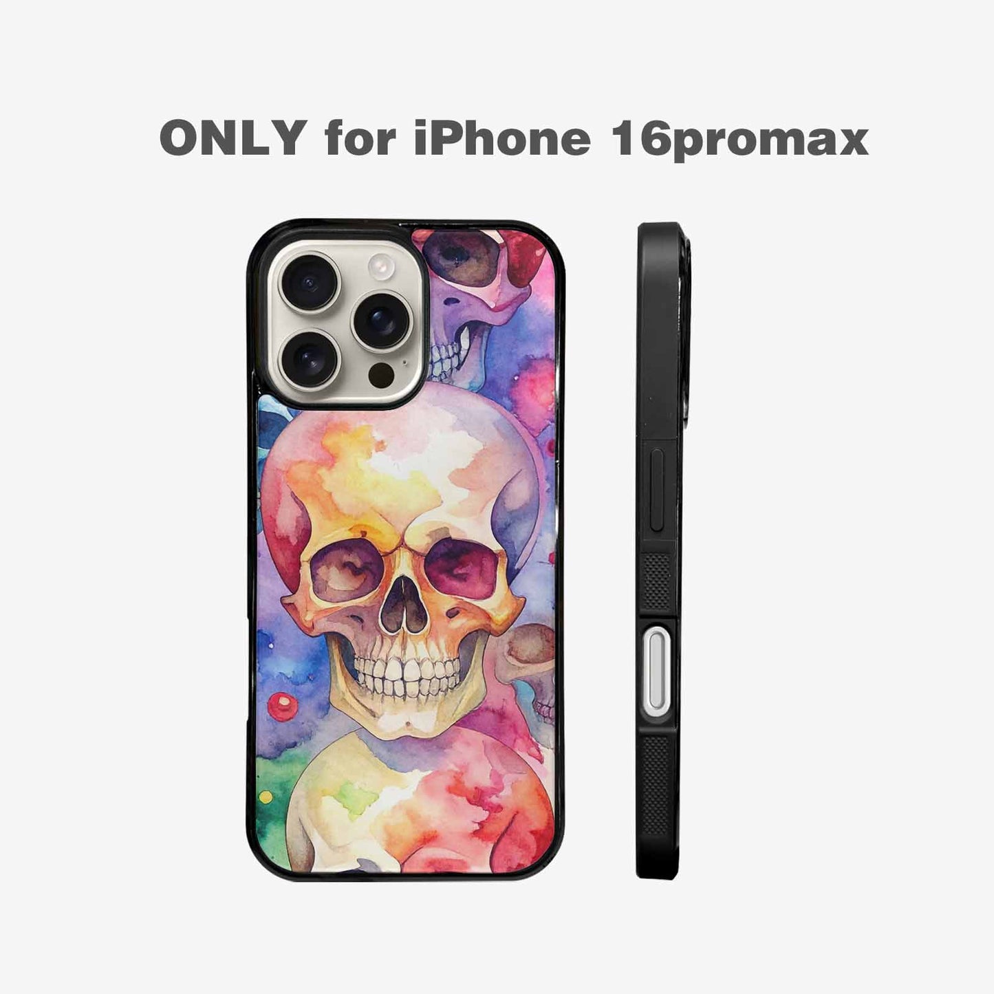 iPhone 16 Pro Max Case — Kulls Watercolor Skulls Small Skull Pattern, Custom Printed Phone Case