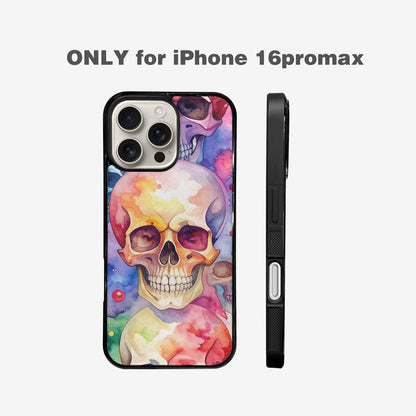 iPhone 16 Pro Max Case — Kulls Watercolor Skulls Small Skull Pattern, Custom Printed Phone Case