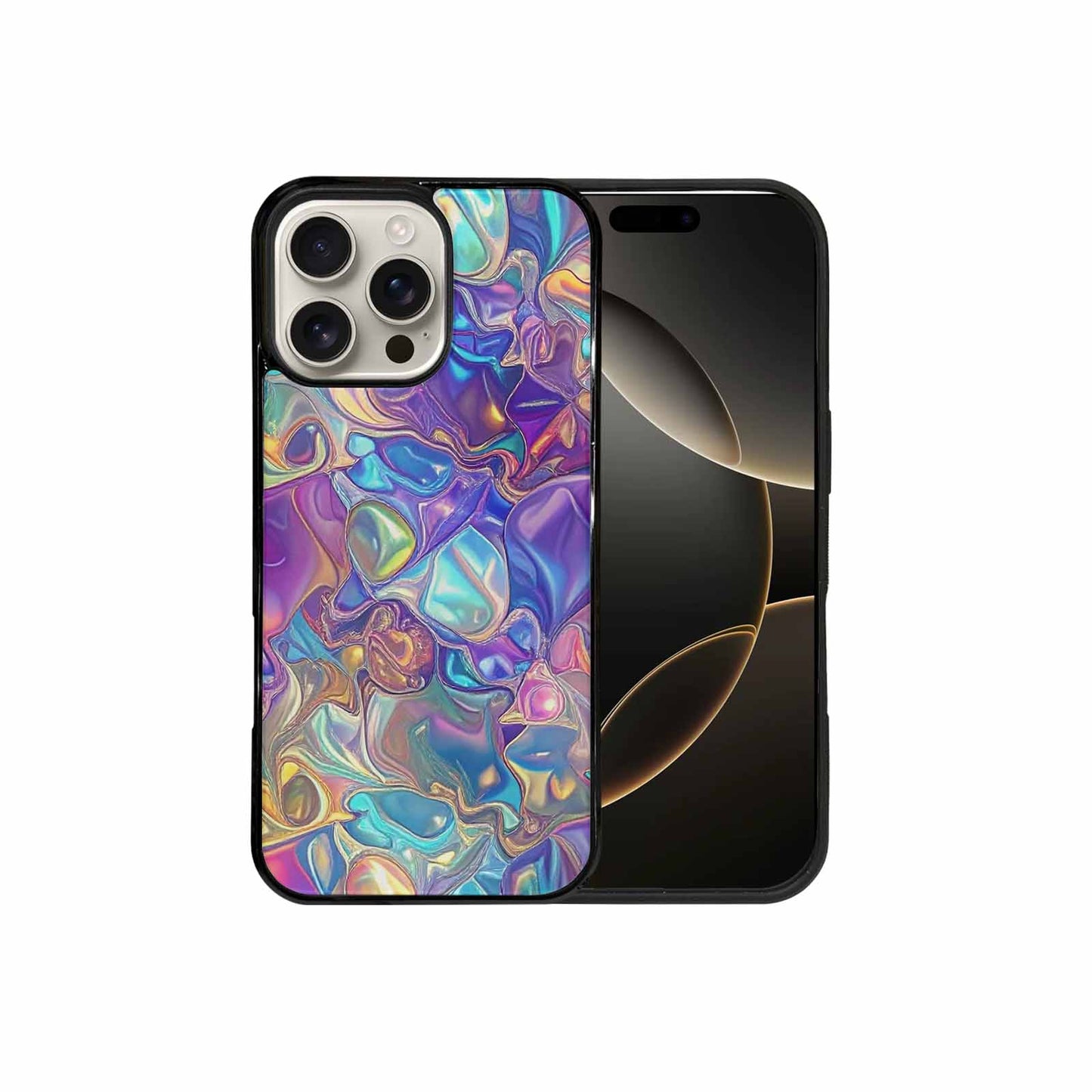 iPhone 16 Pro Max Case — Holographic Iridescent Shimmer Pattern Hundreds Of, Custom Art Phone Cover