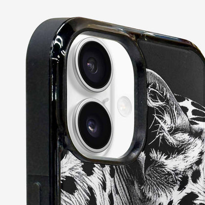 iPhone 16 Case — Leopard Print Black And White Style, Custom Made Phone Cover