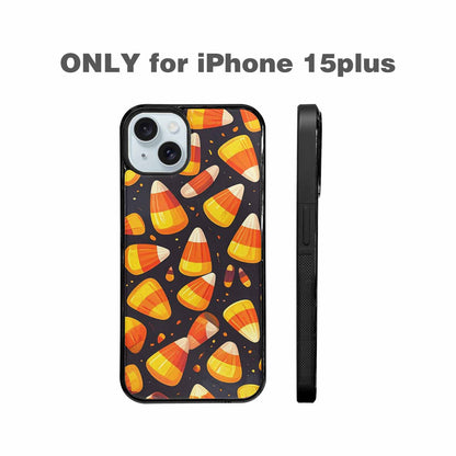 iPhone 15 Plus Case — Halloween Candy Corn, Custom Phone Case