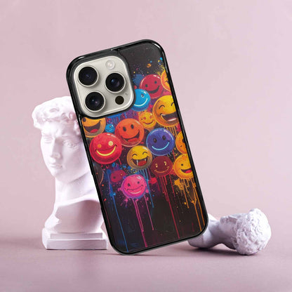 iPhone 16 Pro Case — Smiley Faces Glow Smiley Faces Pattern, Customized Protective Case