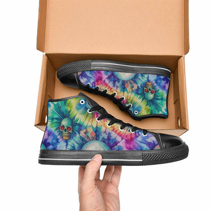MEN'S Tie Dye Skulls Print High Top Canvas Surreal Custom Sneakers