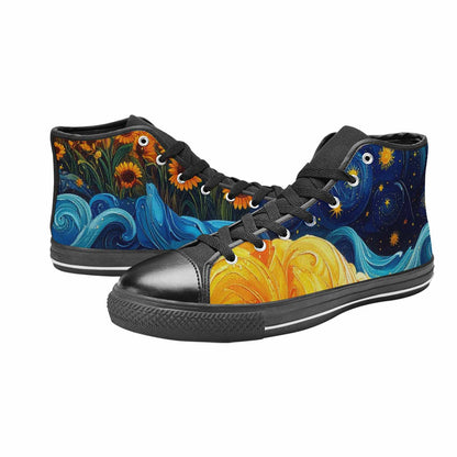 WOMEN'S Van Gogh-Style Swirl High Top Canvas Aesthetic Custom Shoes