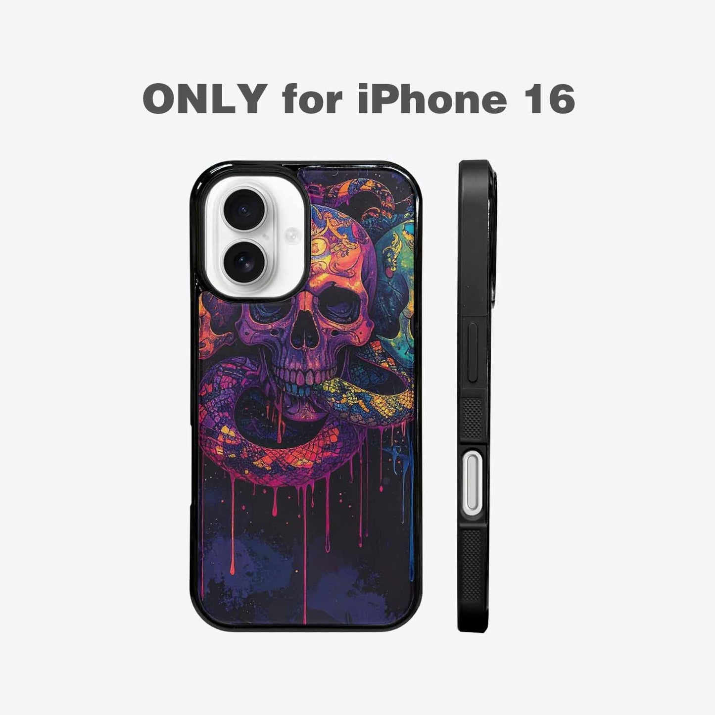 iPhone 16 Case — Snakes And Skulls Collage Custom, Custom Print Case Cover