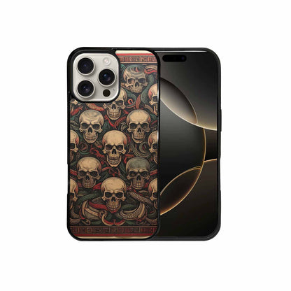 iPhone 16 Pro Max Case — Traditional Tattoo Style Skulls Entwined With, Custom Phone Case