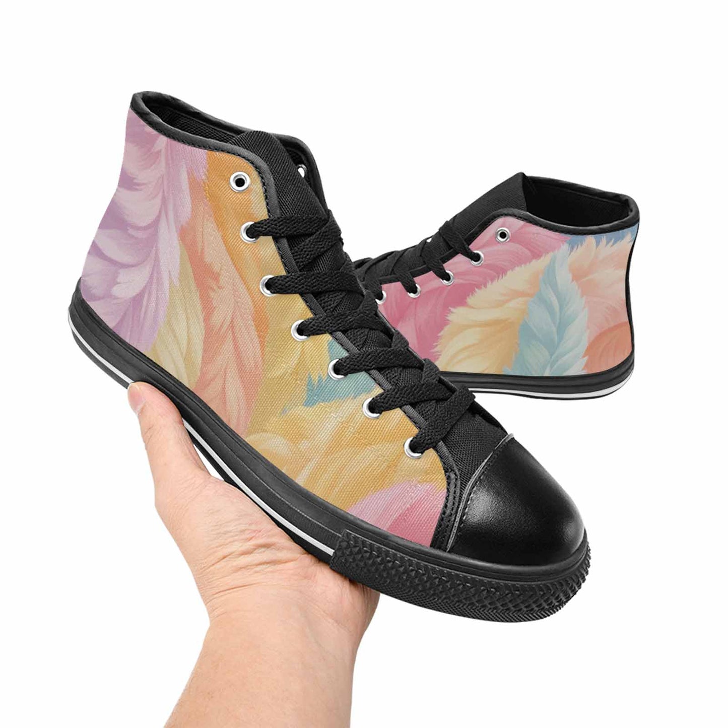 MEN'S Zebra Pastel Rainbow High Top Canvas Dark Academia Custom Shoes