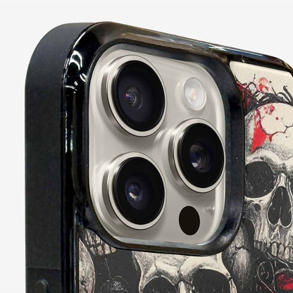 iPhone 16 Pro Case — Skull And Roses Black Red Ink, Custom Printed Phone Case