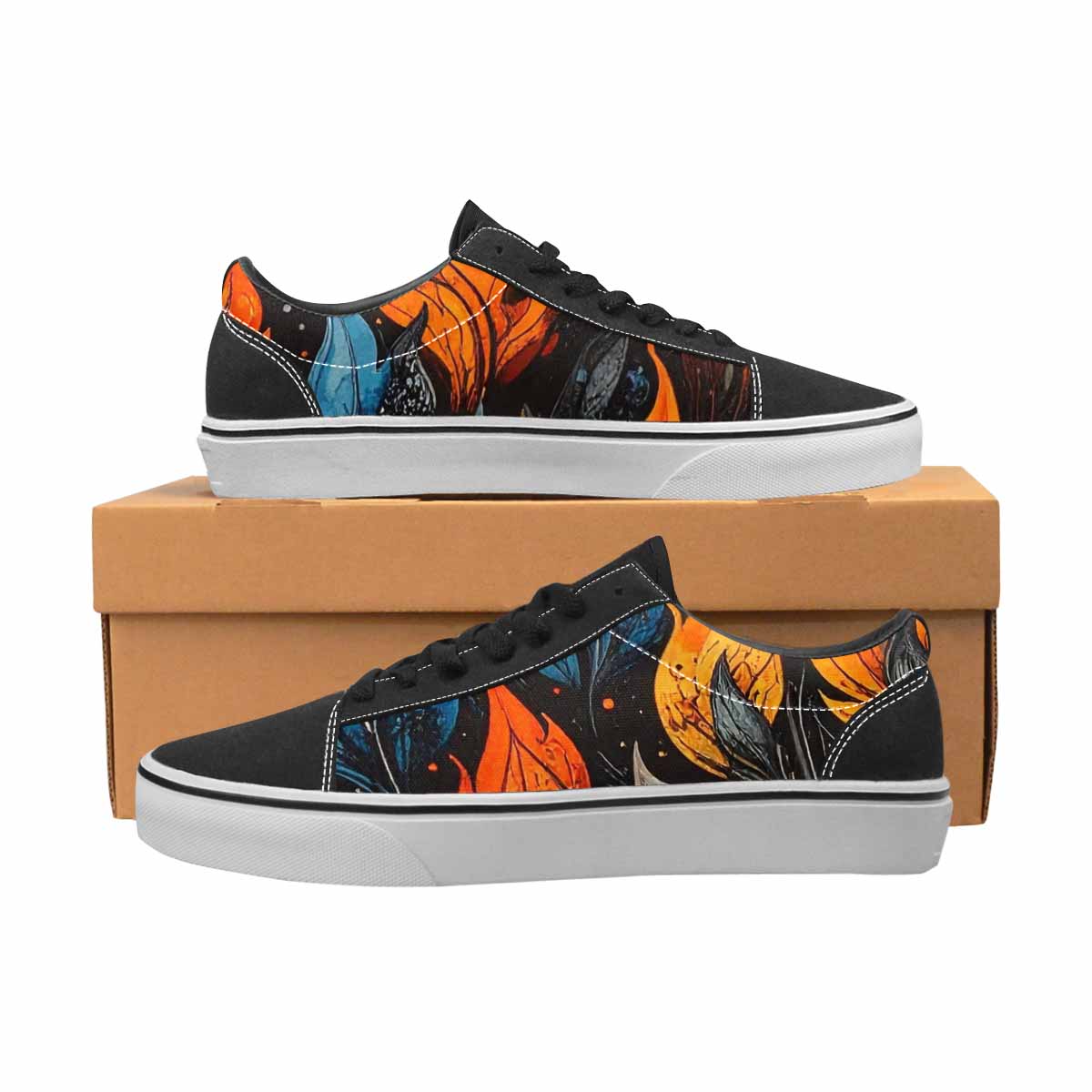 WOMEN'S Flame Burst Lace-Up Canvas Dreamlike Custom Shoes