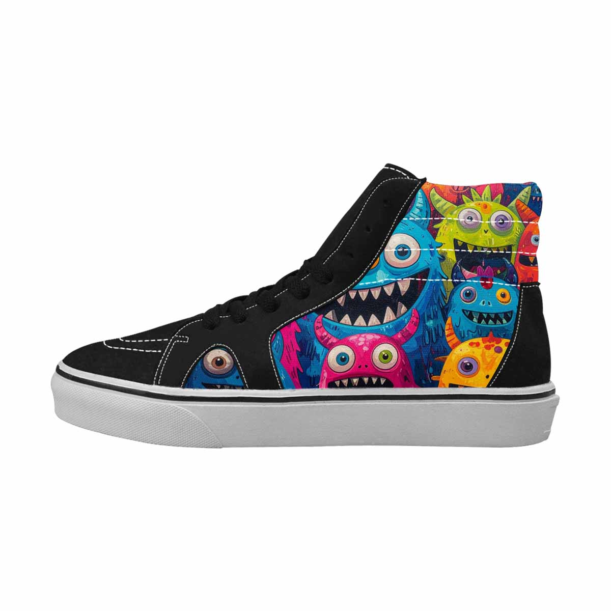 WOMEN'S Goofy Cartoon Monster High Top Canvas Vibrant Chaos Custom Sneakers