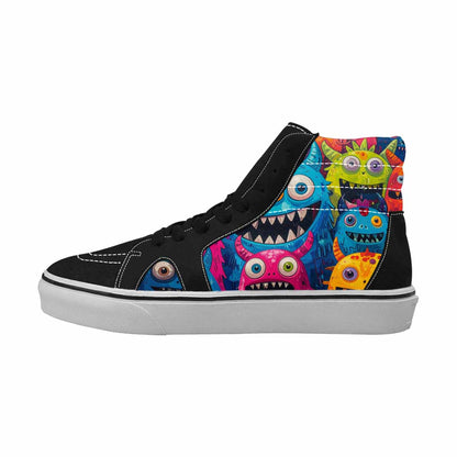 WOMEN'S Goofy Cartoon Monster High Top Canvas Vibrant Chaos Custom Sneakers