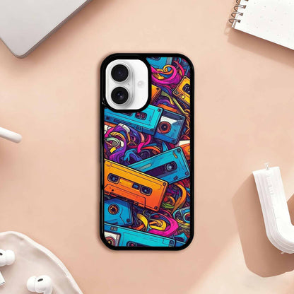iPhone 17 Case — Retro Cassette Tape Pattern Retro Vintage, Custom Art Phone Cover