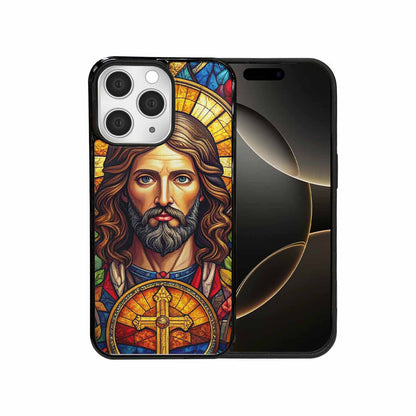 iPhone 15 Pro Max Case — Jesus Face Small Cross And Faith, Custom Print Case Cover