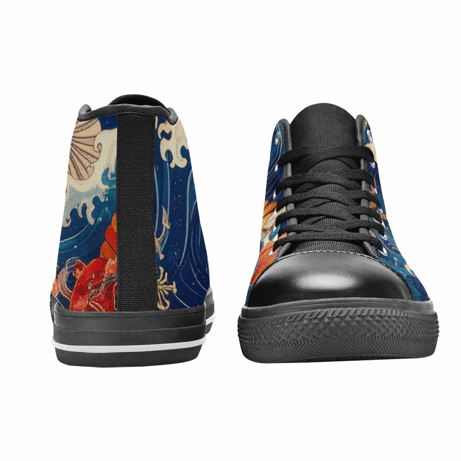 MEN'S Ocean Wave High Top Canvas Dark Academia Custom Shoes
