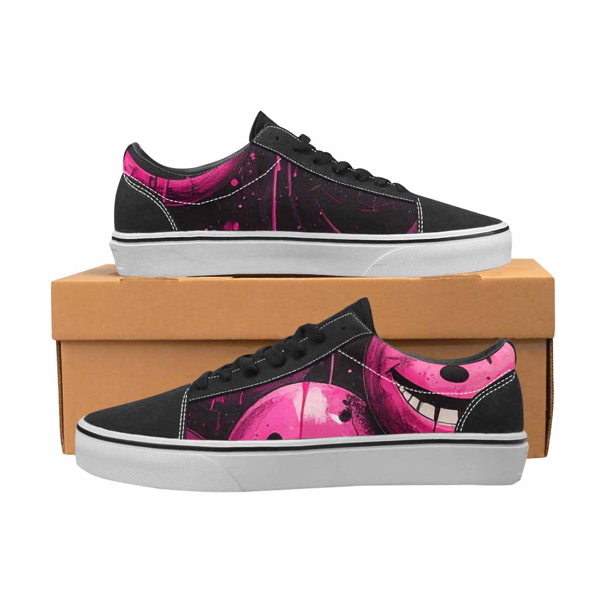 WOMEN'S Melting Moon Smiley Lace-Up Canvas Aesthetic Shoes