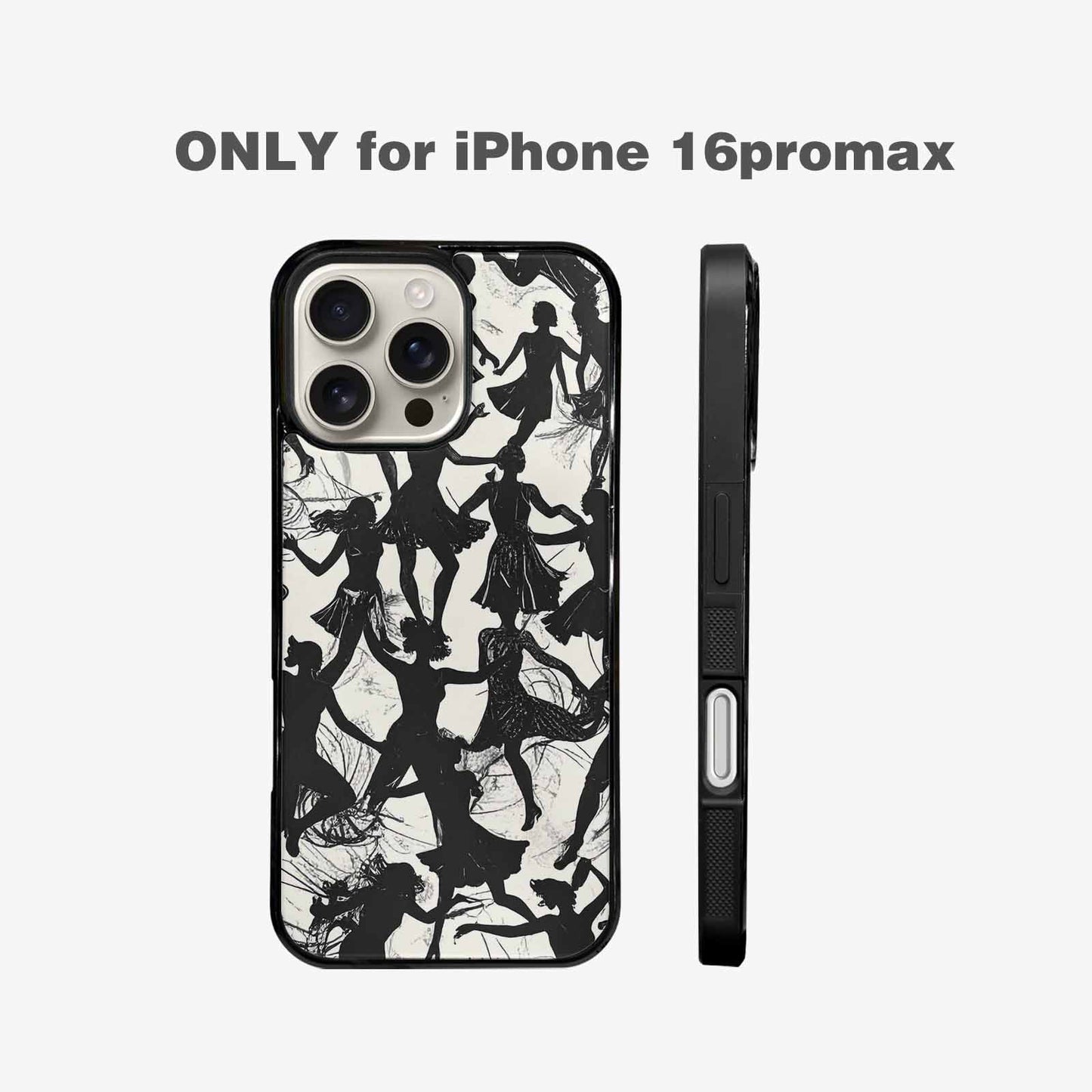 iPhone 16 Pro Max Case — Bold Dancing Figure Line Art Pattern, Unique Phone Case Design