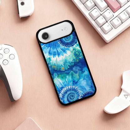 iPhone 17 Air Case — Tie Dye Ocean Blues Blended Tie, Customized Protective Case