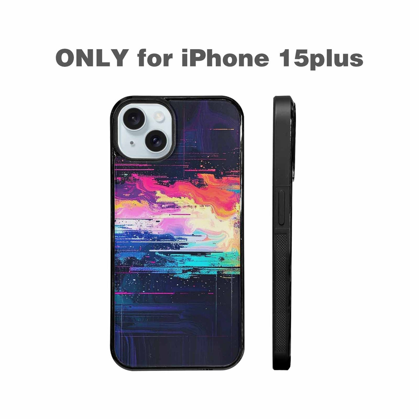 iPhone 15 Plus Case — Glitch Dark Art Seamless Pattern Vibrant, Original Design Phone Case