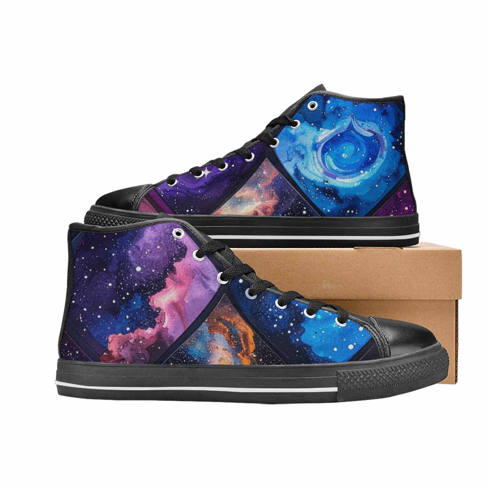 MEN'S Galaxy Stars Nebula High Top Canvas Neon Fantasy Custom Shoes