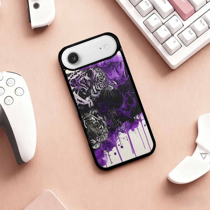 iPhone 17 Air Case — Black Purple Ink Animal Print Animal, Custom Made Phone Cover