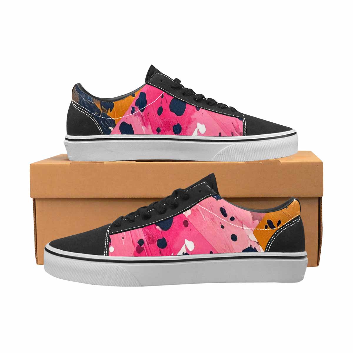 WOMEN'S Cow Animal Print Canvas Lace-Up Aesthetic Custom Shoes