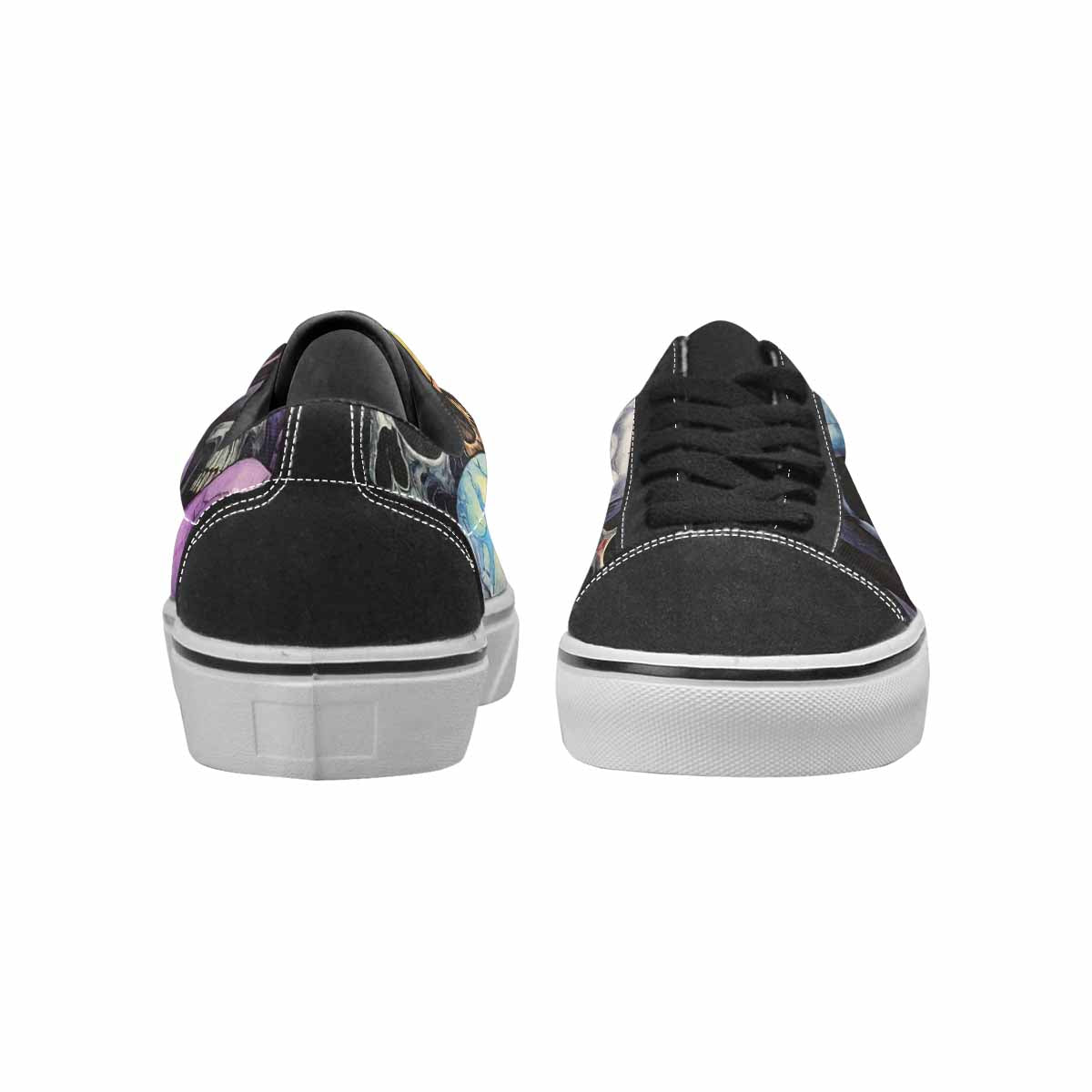 WOMEN'S Rainbow From Skull S Lace-Up Canvas Grunge Custom Shoes