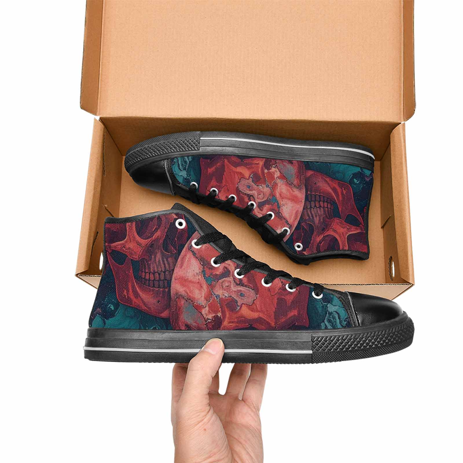 MEN'S Marble Skull High Top Canvas Y2K Shoes