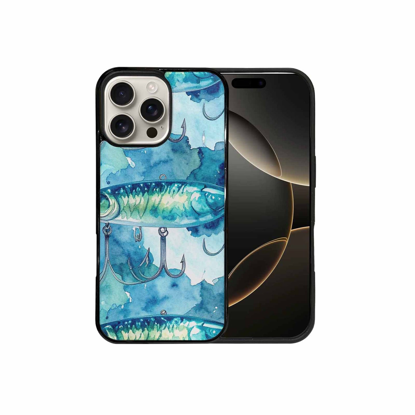 iPhone 16 Pro Max Case — Fishing Lure And Hook Pattern Seamless, Original Design Phone Case