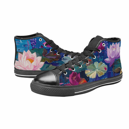 WOMEN'S Monet-Style Impressionist Water High Top Canvas Dark Academia Custom Sneakers