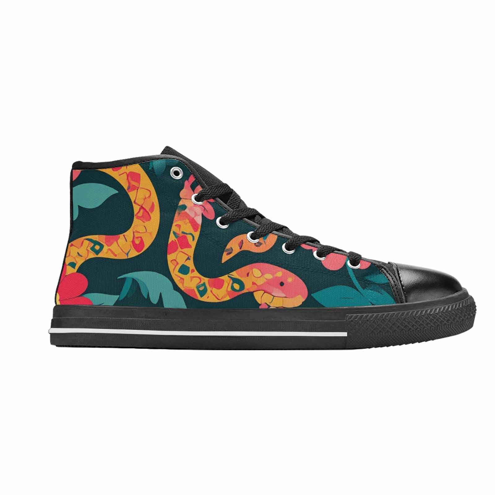 MEN'S Floral Snake Print High Top Canvas Surreal Sneakers
