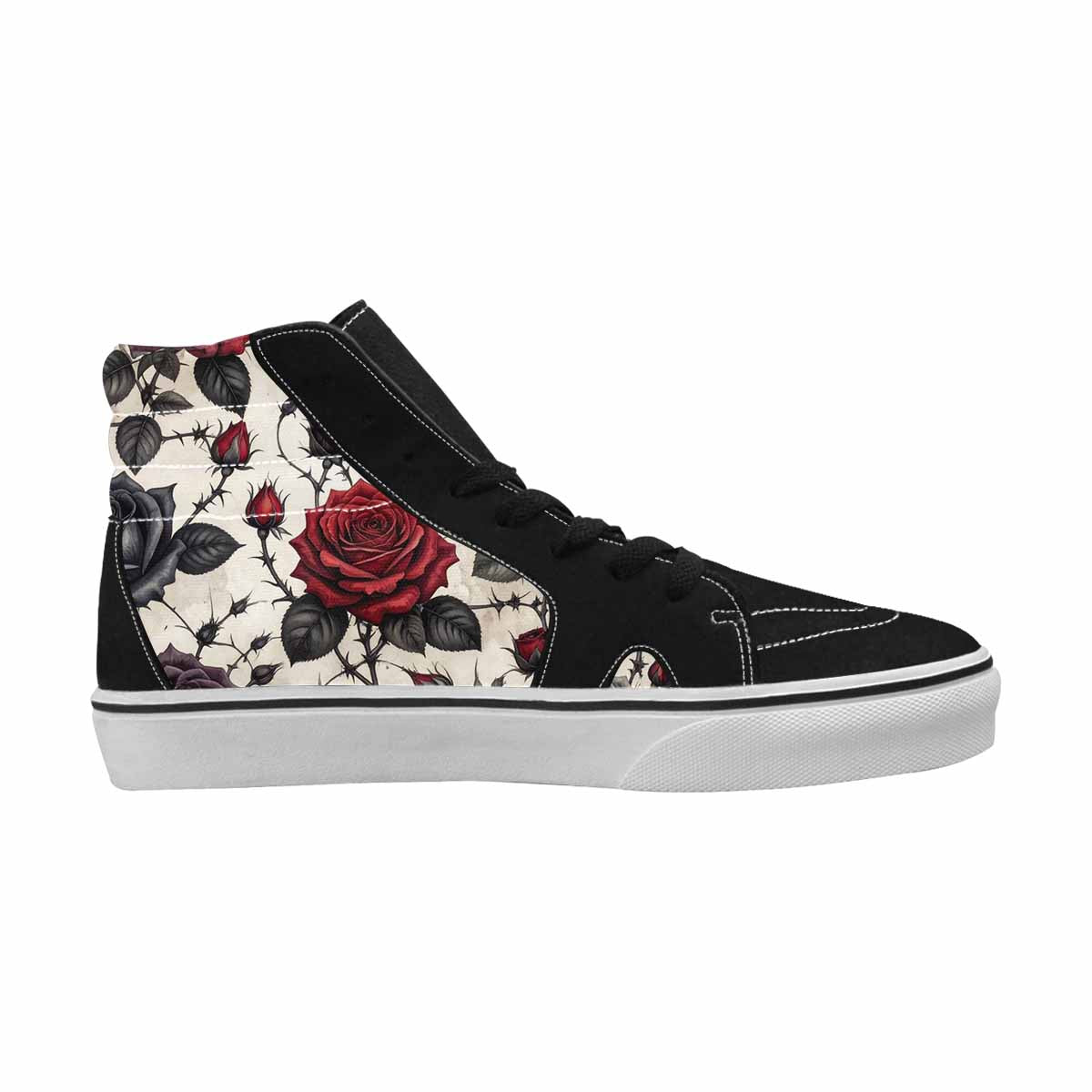 WOMEN'S Black Gothic Rose High Top Canvas Cottagecore Custom Shoes