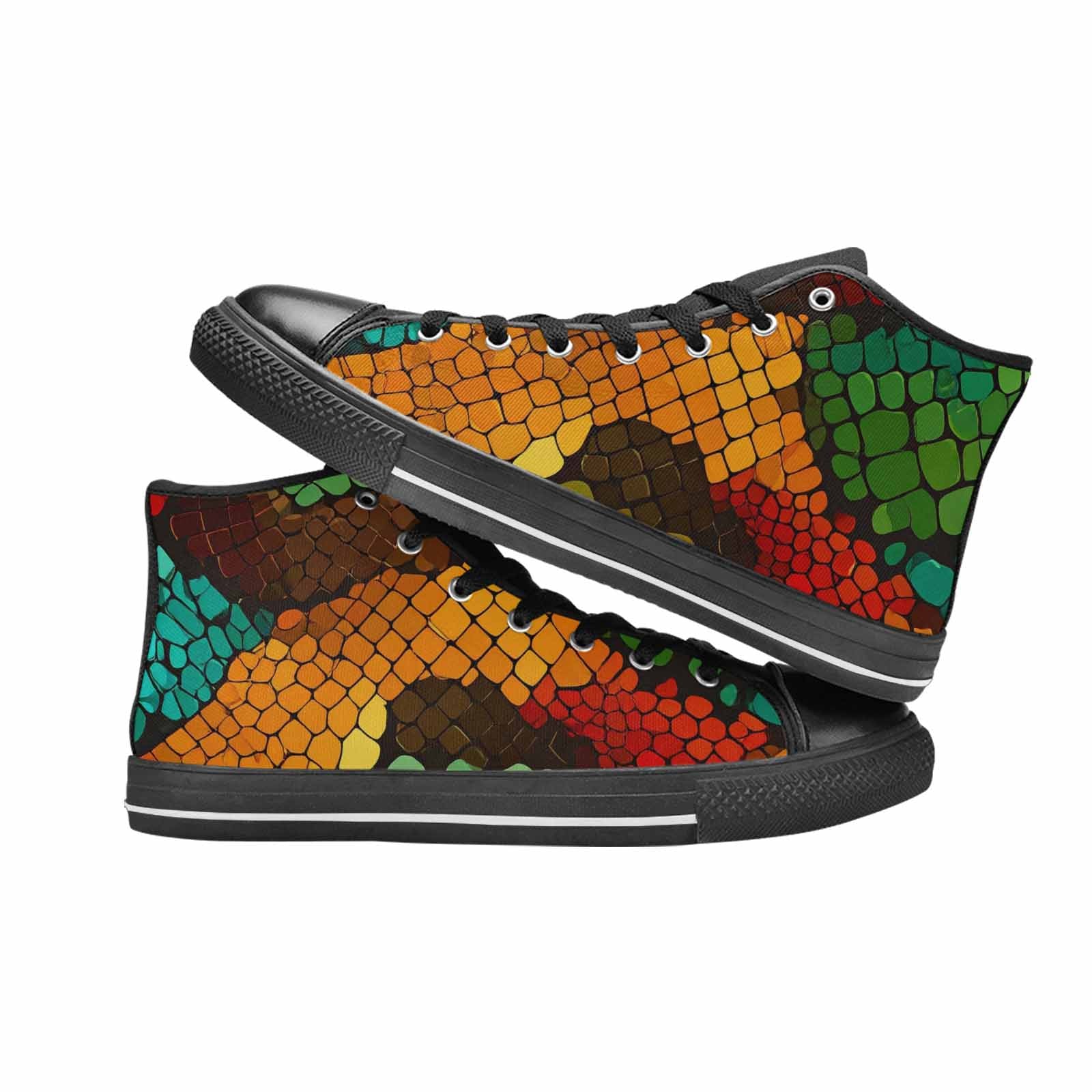 MEN'S Dark Snake Print High Top Canvas Aesthetic Shoes