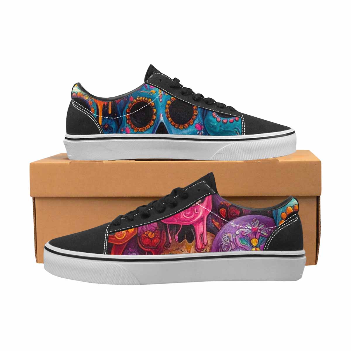 WOMEN'S Sugar Skulls Melting Sugar Lace-Up Canvas Dreamlike Custom Shoes