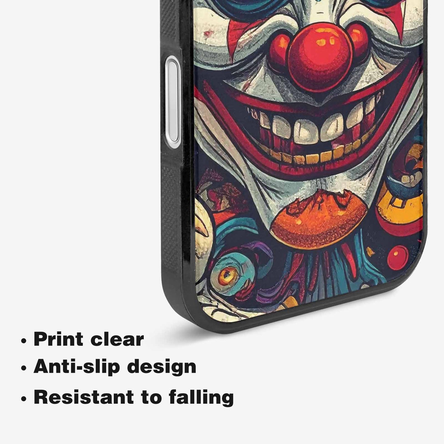 iPhone 16 Plus Case — Evil Circus Heads Faces Overlapping Patterns, Custom Print Case Cover
