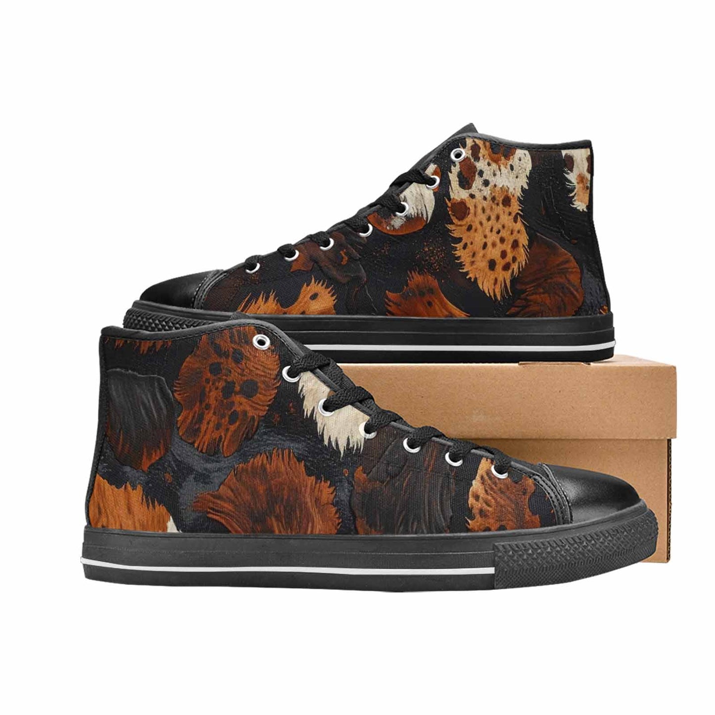 WOMEN'S Cow Animal Print High Top Canvas Grunge Sneakers