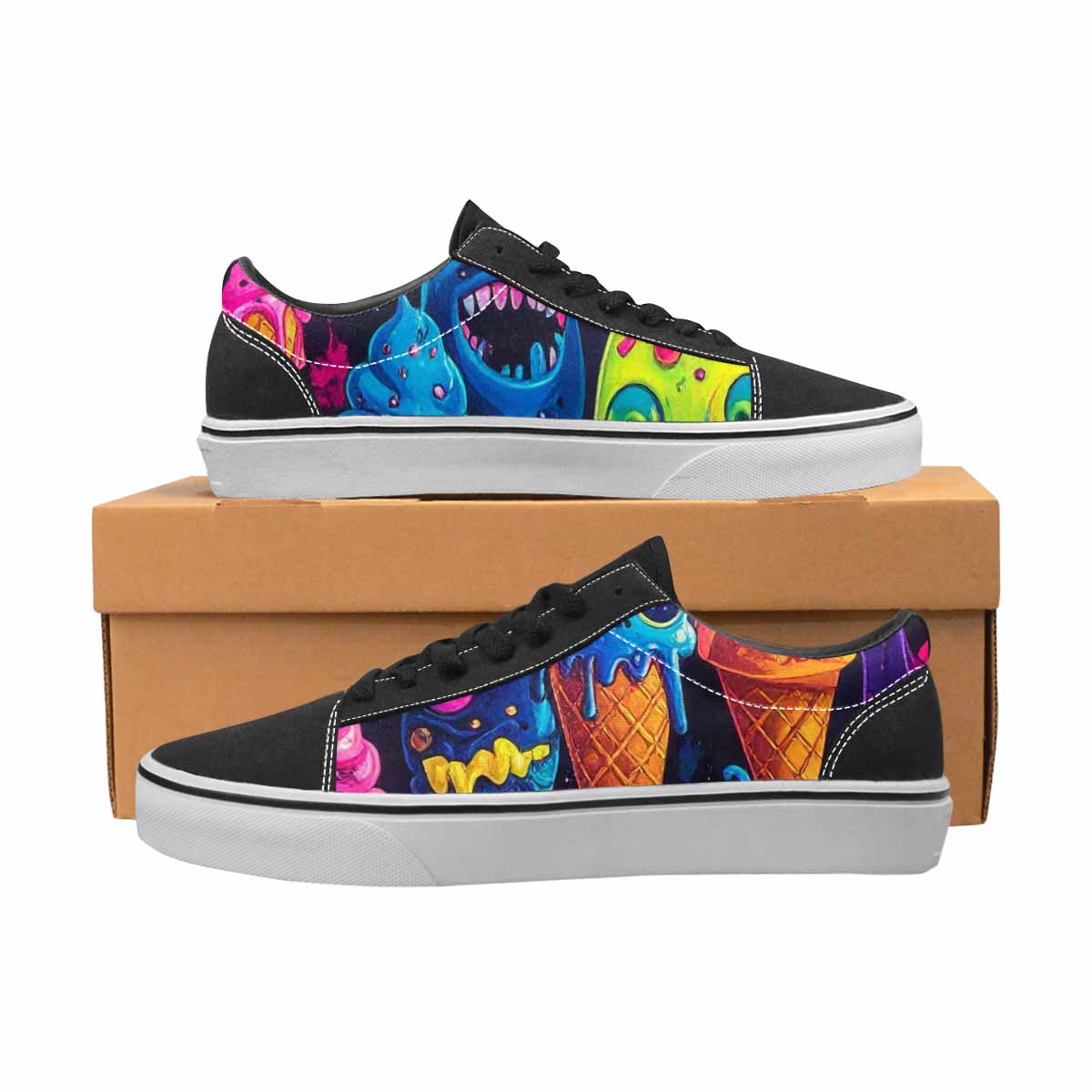 WOMEN'S Ice Cream Monsters  Lace-Up Canvas Dreamlike Custom Shoes