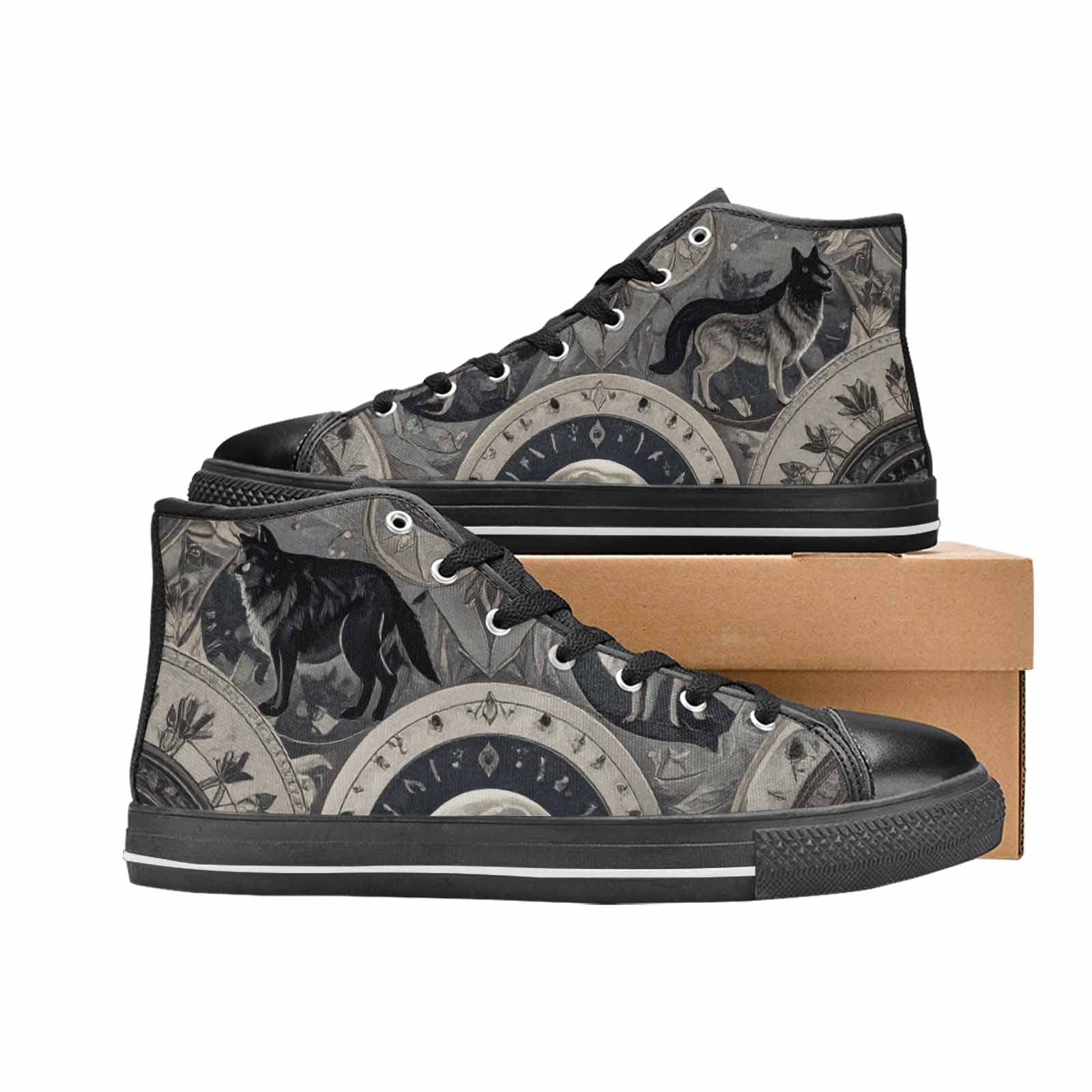 MEN'S Wolves Everywhere Collage High Top Canvas Dark Academia Shoes