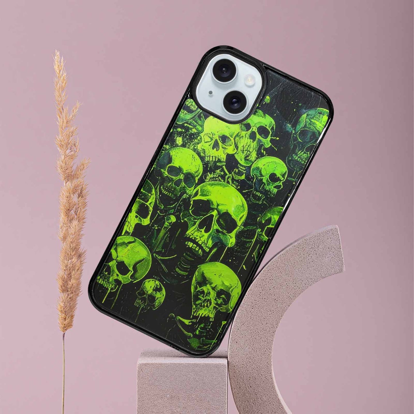 iPhone 15 Plus Case — Skeletons Neon Green Glowskele Ou7 Personalized, Customized Protective Case