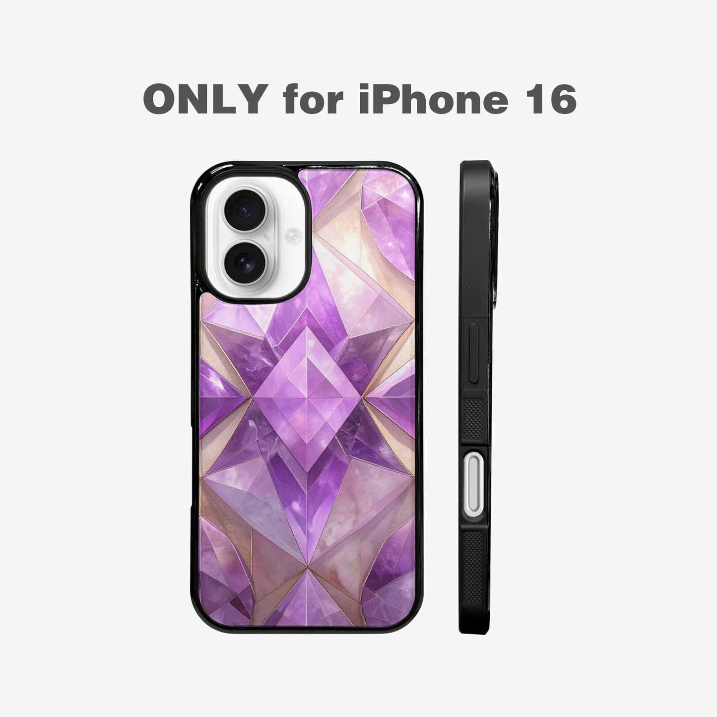 iPhone 16 Case — Amethyst Crystal Art Pattern, Custom Made Phone Cover